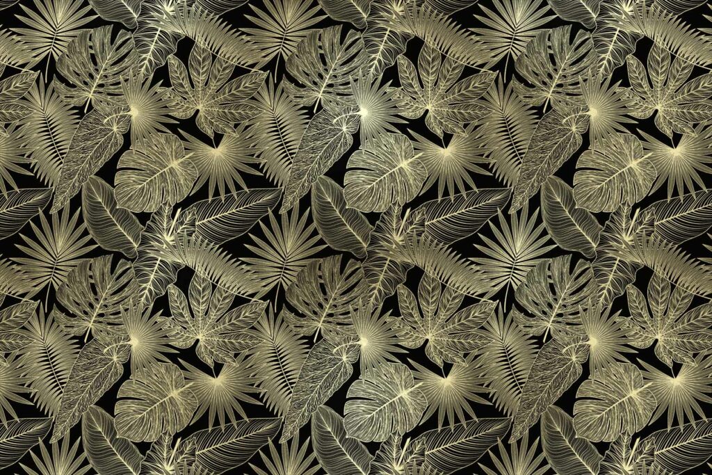 PlateART Duschrückwand Exklusiv Blätter Dschungel schwarz gold