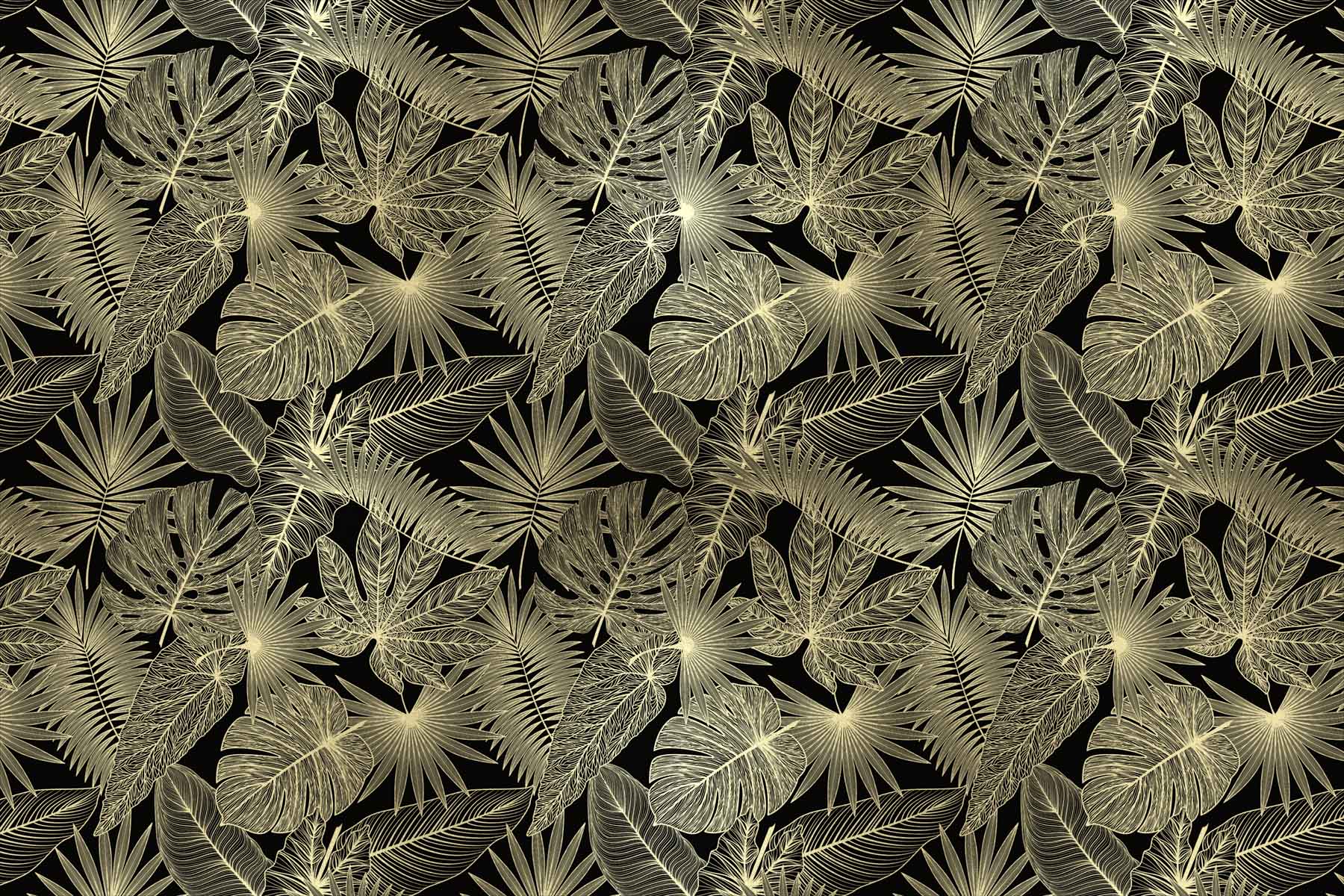 PlateART Duschrückwand Exklusiv Blätter Dschungel schwarz gold