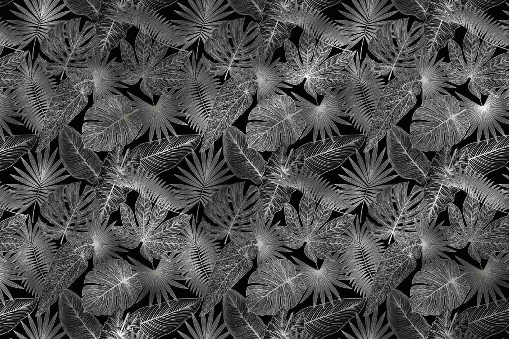 PlateART Duschrückwand Exklusiv Blätter Dschungel schwarz silber