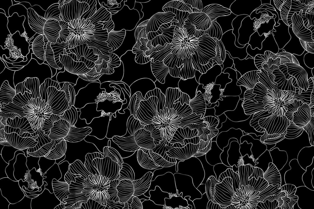 PlateART Duschrückwand Exklusiv Blumen schwarz silber floral