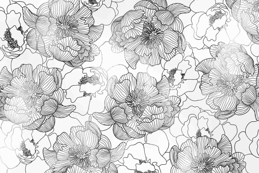 PlateART Duschrückwand Exklusiv Blumen weiss schwarz floral