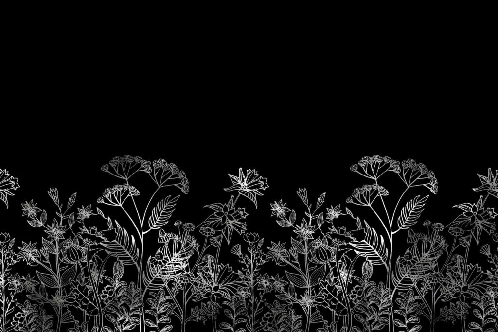PlateART Duschrückwand Exklusiv Pflanzen schwarz silber glänzend