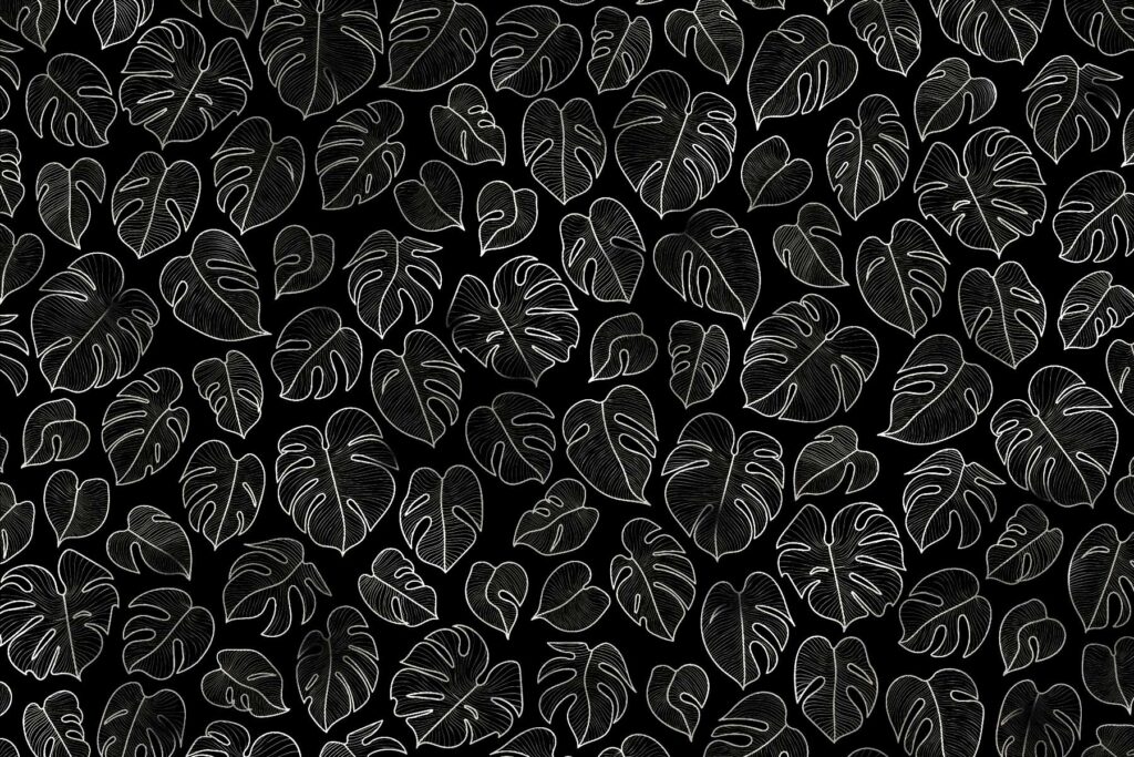 PlateART Duschrückwand Exklusiv Monstera Blätter schwarz silber glänzend
