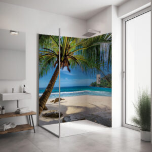 PlateART Eck Duschrückwand Karibik Palme K_29_21