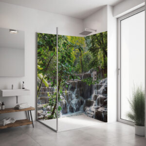 PlateART Eck Duschrückwand Wasserfall Wald Natur WF_09_21