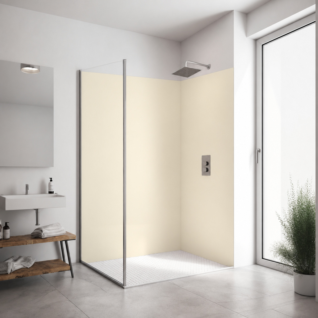 Eckset Duschrückwand "Cremeweiß" RAL_9001 (1000x2050mm)
