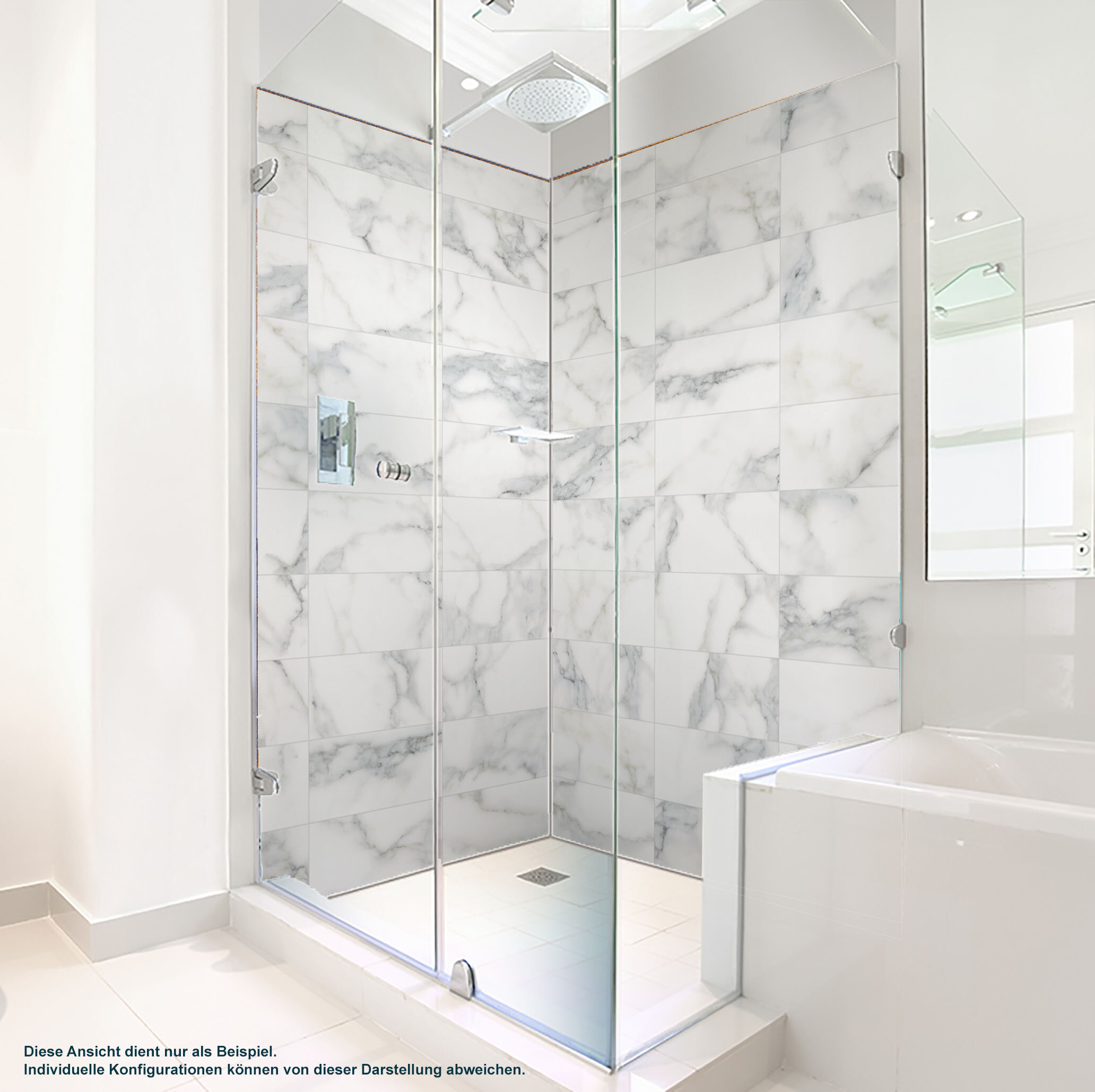 Dusche PlateART Duschrückwand mit Motiv Marmor Fliesenoptik Weiß