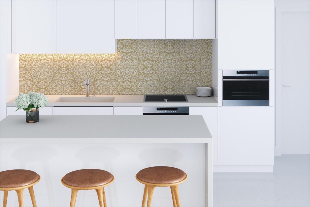 PlateART Küchenrückwand orientalisches Muster gelb
