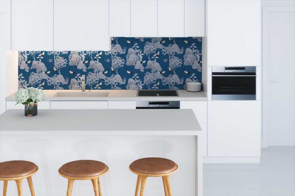 PlateART Küchenrückwand Natur blau weiß