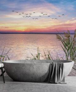 PlateART Duschrückwand Küchenrückwand Wandverkleidung Maritim Sonnenuntergang Steg Meer