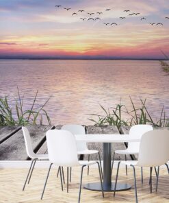 PlateART Duschrückwand Küchenrückwand Wandverkleidung Maritim Sonnenuntergang Steg Meer