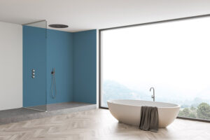 PlateART Duschrückwand Küchenrückwand Wandverkleidung RAL 5024 Pastellblau