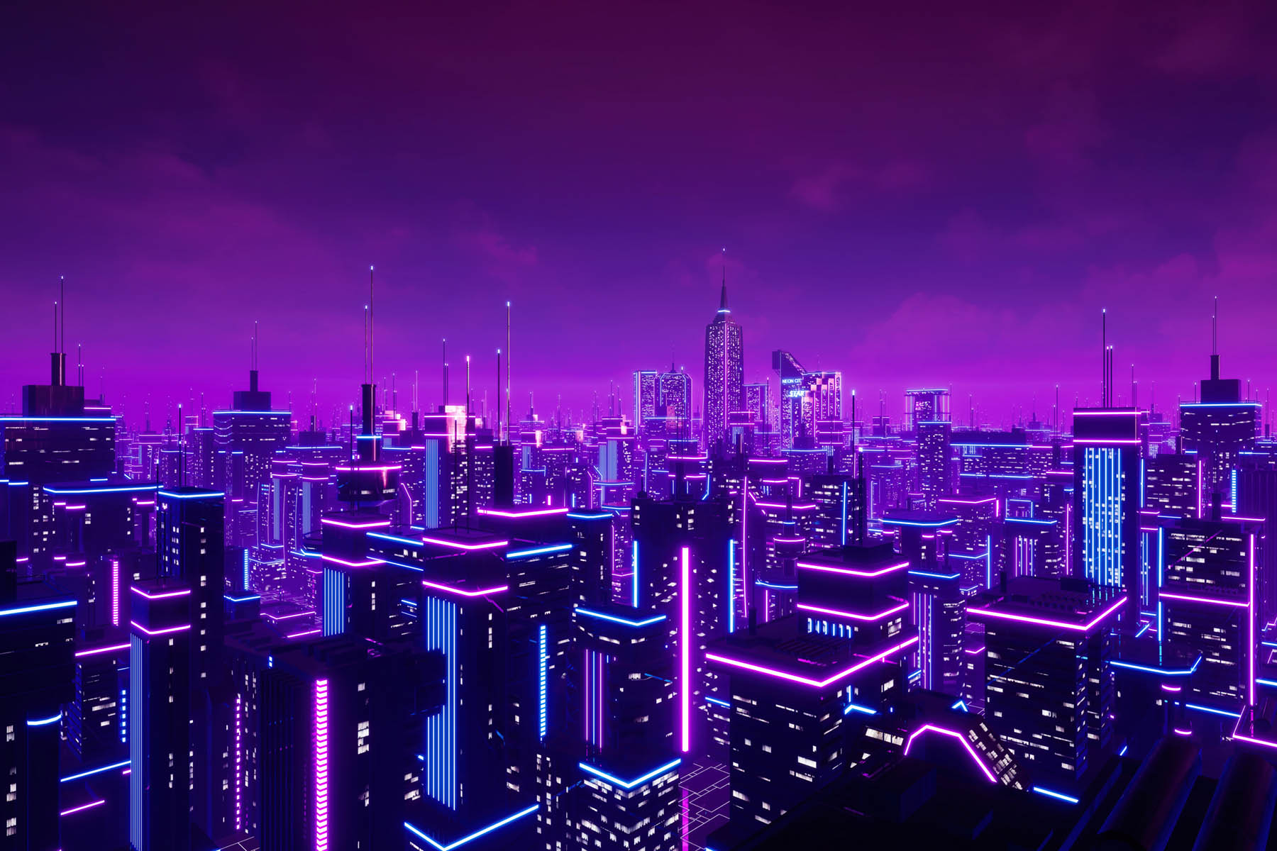 PlateART Duschrückwand City Stadt lila violett neon