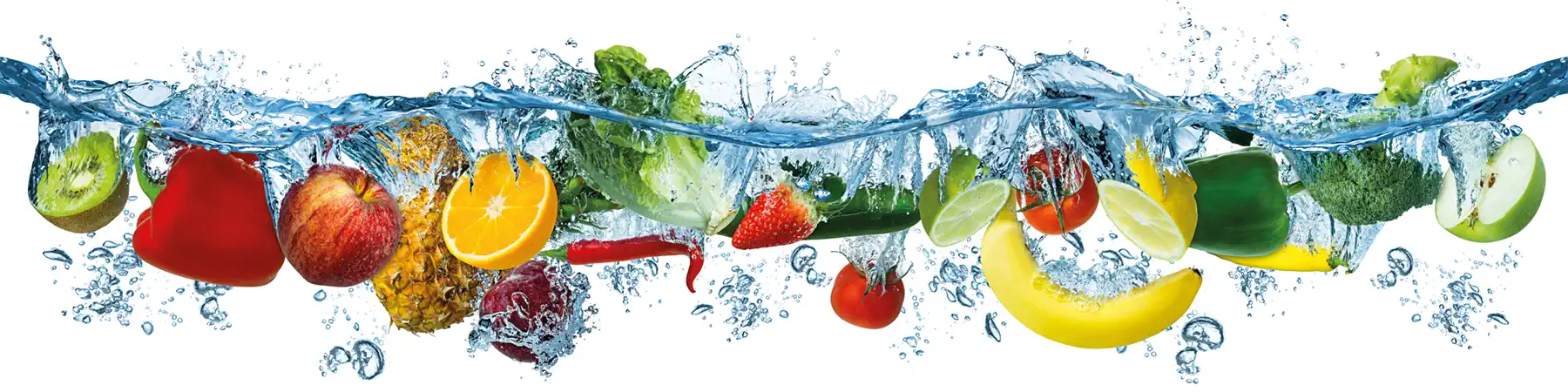 PlateART Küchenrückwand Motiv Obst und Gemüse im Wasser