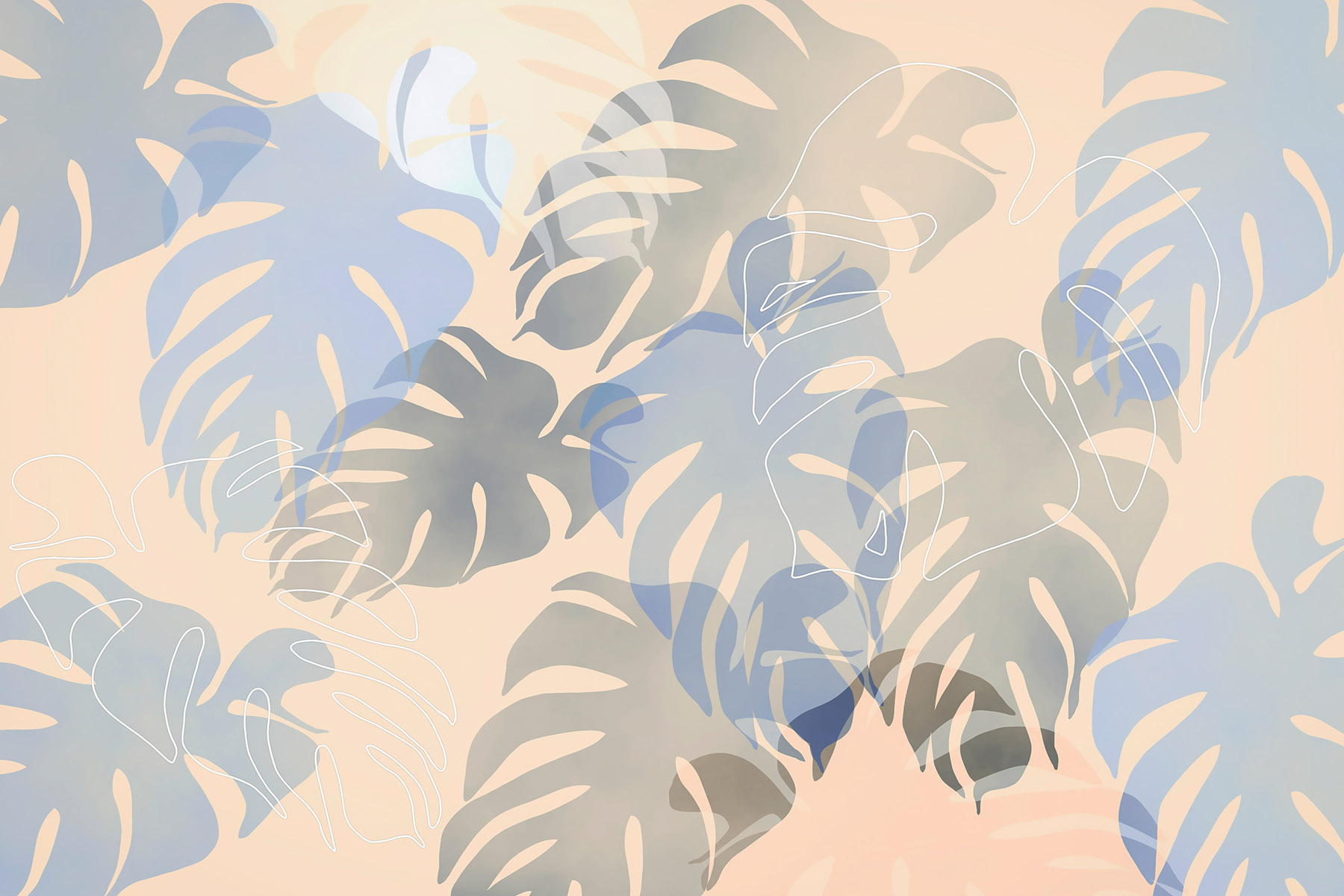 PlateART Duschrückwand Monstera Blätter blau hell abstrakt