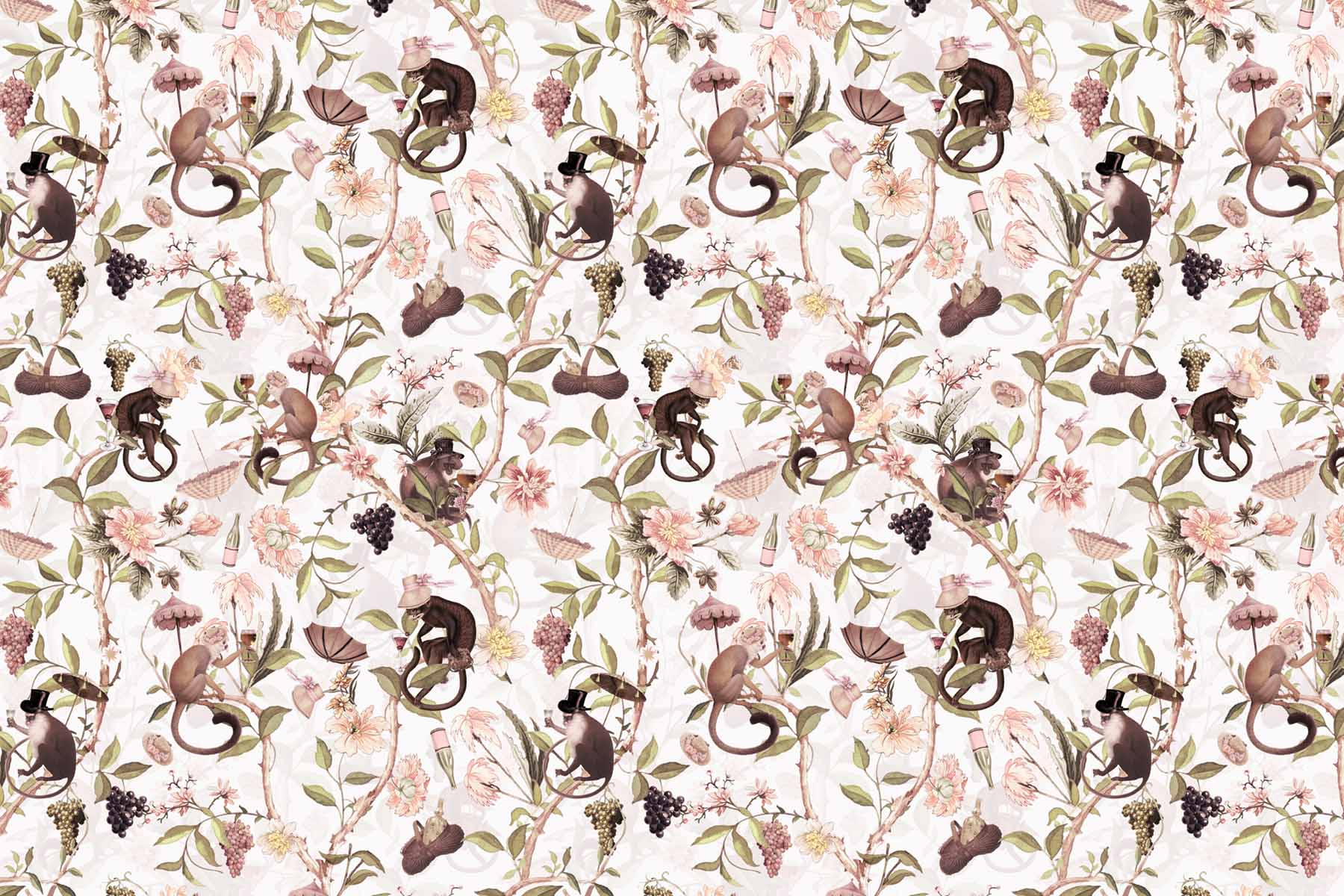 PlateART Duschrückwand Küchenrückwand Wandverkleidung PlateARTIST Motiv Vintage Blumen Affen